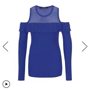 NWT - Guess Jessica Cold Shoulder Sweater in Blue - size Medium